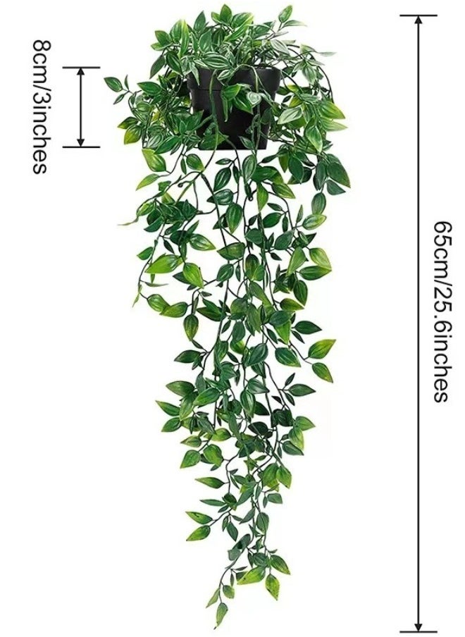 HOOPZOZA - Artificial Hanging Mandala Vine Plant in Pots 2pcs with Realistic Faux Leaves Eco-Friendly Fake Hanging Plant with Pot Decor for Home and Office Indoor and Outdoor Garden Shelf - Image 1