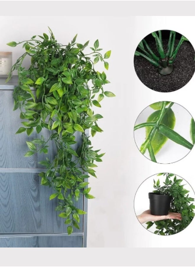 HOOPZOZA - Artificial Hanging Mandala Vine Plant in Pots 2pcs with Realistic Faux Leaves Eco-Friendly Fake Hanging Plant with Pot Decor for Home and Office Indoor and Outdoor Garden Shelf - Image 1