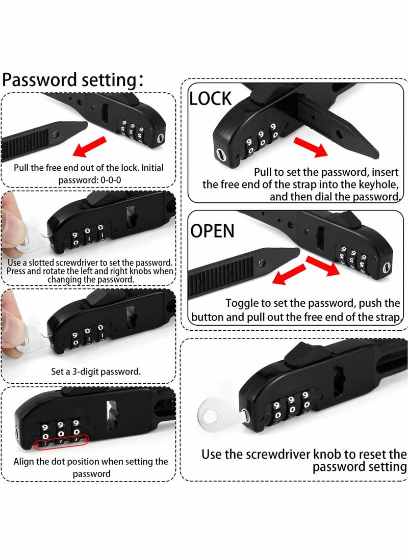 KASTWAVE Zip Tie Bike Lock, 2 Pcs Multi Purpose Combo Lock, Armoured Security Tie & Bike Lock, Lightweight Bicycle Lock Scooter Lock - Image 4