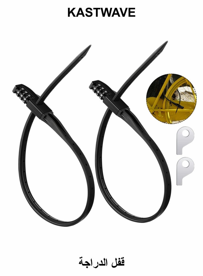 KASTWAVE Zip Tie Bike Lock, 2 Pcs Multi Purpose Combo Lock, Armoured Security Tie & Bike Lock, Lightweight Bicycle Lock Scooter Lock - Image 1