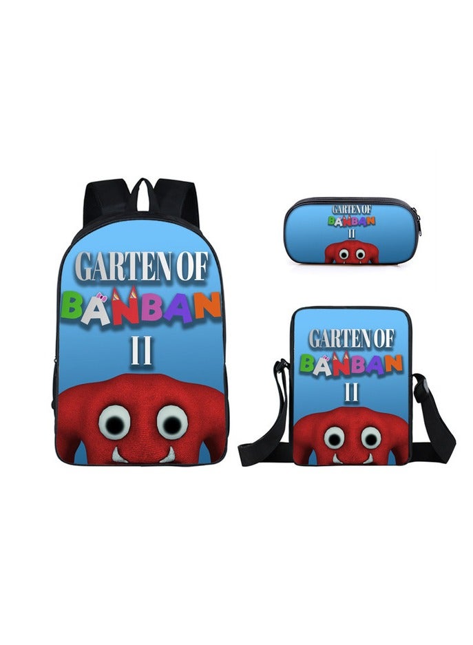 Children's leisure load reducing large capacity printed backpack for elementary school students, 3-piece set - Image 1