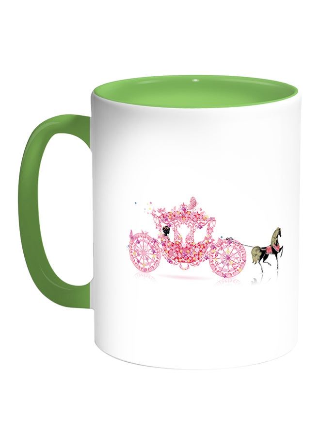 RKN Princess Carriage Printed Coffee Mug White Green 11 ounce - Image 2