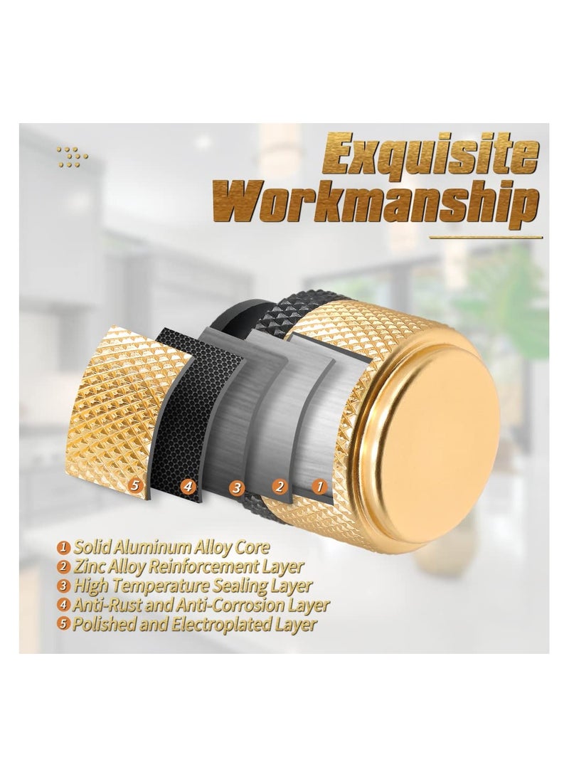 مجموعة من 12 مقبض خزانة مزخرف، مقبض خزانة المطبخ، مقبض درج عصري، مقبض تسريحة عصري، أداة خزانة مزخرفة - بحجم 1 إنش للمطبخ وغرفة النوم والخزانة، باللونين الأسود والذهبي. - Image 2