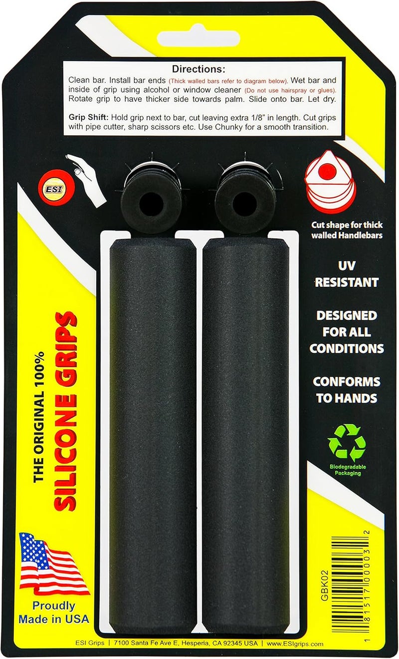 ESI Grips GBK02 Chunky MTB Grip - Extra Thick Silicone Handlebar Grips for Mountain Biking - Black - Image 2