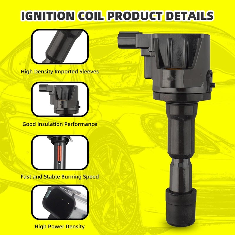 MOAUTO Set of 4 Ignition Coils Pack UF626 & 4 Iridium Spark Plugs for Honda City CR-Z Fit - 1.5L L4 - Image 3