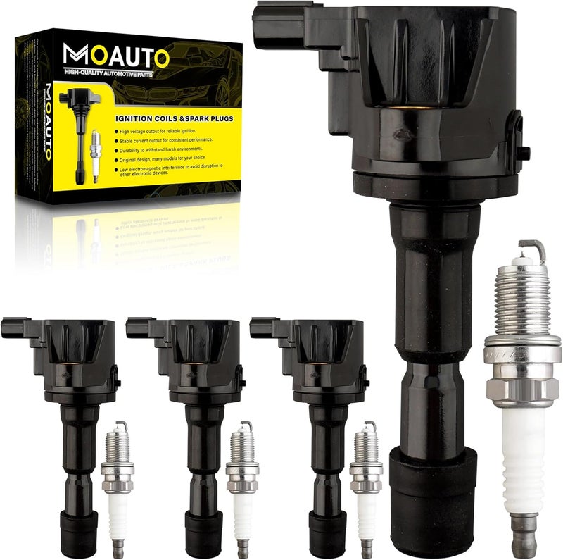 MOAUTO Set of 4 Ignition Coils Pack UF626 & 4 Iridium Spark Plugs for Honda City CR-Z Fit - 1.5L L4 - Image 1