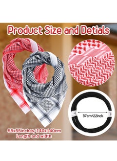 SYOSI Arab Keffiyeh Shemagh Turban, Arabian Costume Muslim Headscarf with Aqel Rope, Middle Eastern Desert Arabian Shawl Palestine Traditional Arabia Headscarf for Men, 2 Patterns  - Image 3