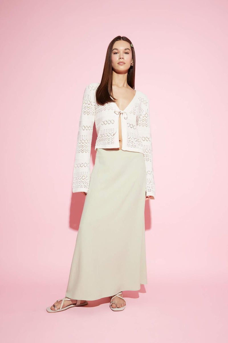 DeFacto A Cut High Waist Linen Blend Maxi Skirt - Image 2