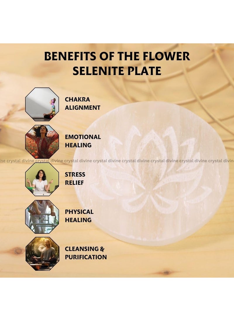 Crystal Divine Crystal Divine Selenite Flower Charging Plate for Crystal Charging and Purification  - Image 2