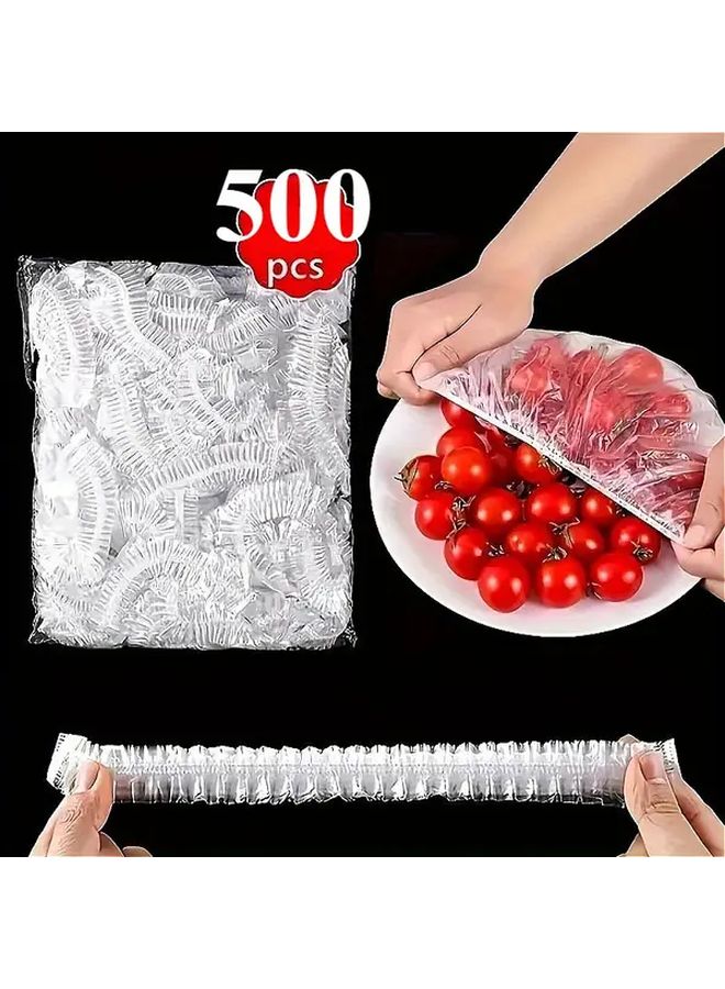500Pcs Reusable Elastic Food Covers Transparent Stretchable Plastic Bowl And Plate Seal Lids For Kitchen And Dining Use - Image 2