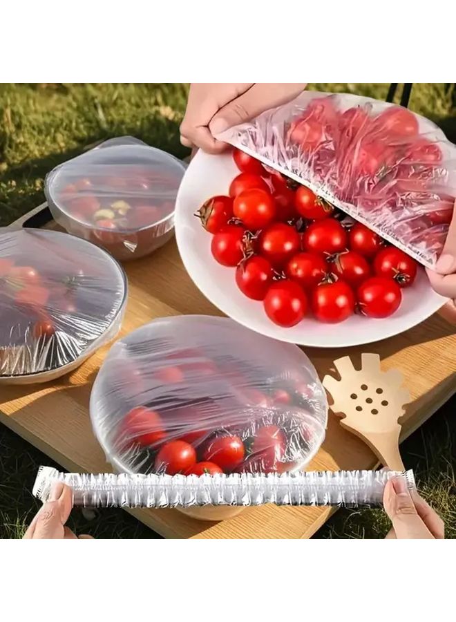 500Pcs Reusable Elastic Food Covers Transparent Stretchable Plastic Bowl And Plate Seal Lids For Kitchen And Dining Use - Image 3