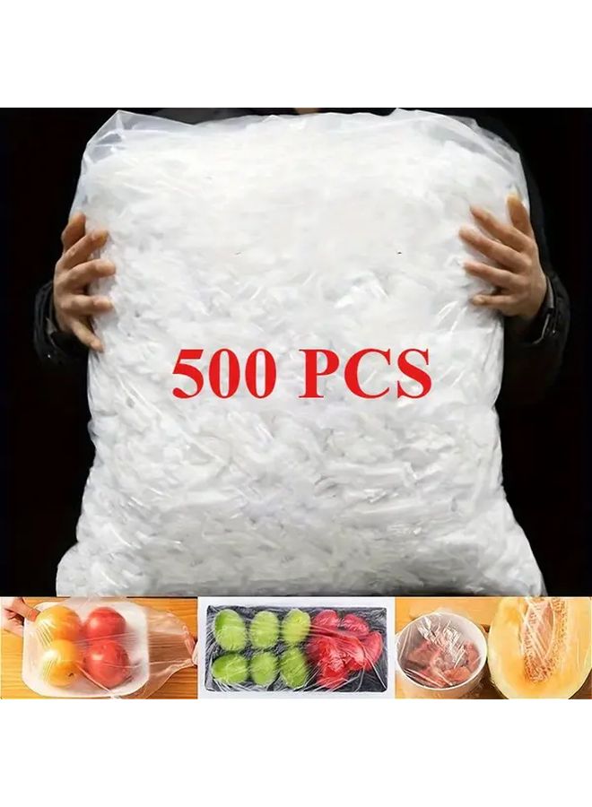 500Pcs Reusable Elastic Food Covers Transparent Stretchable Plastic Bowl And Plate Seal Lids For Kitchen And Dining Use - Image 1