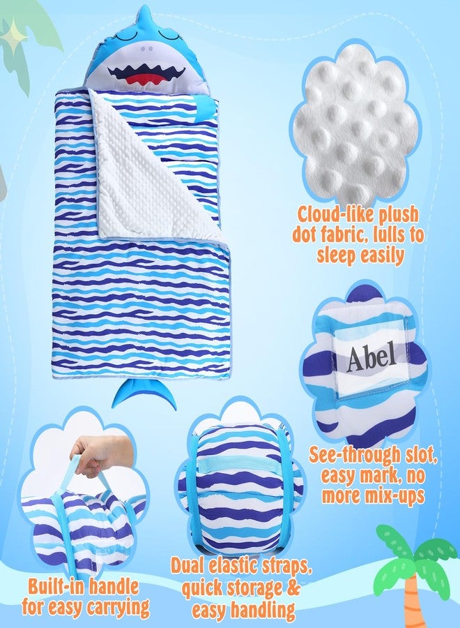 Biubee Thick Shark Toddler Nap Mat with Pillow for Boys - Lightweight & Portable Toddler Sleeping Bag for Kids Aged 1~5 Daycare Preschool Travel - Image 3