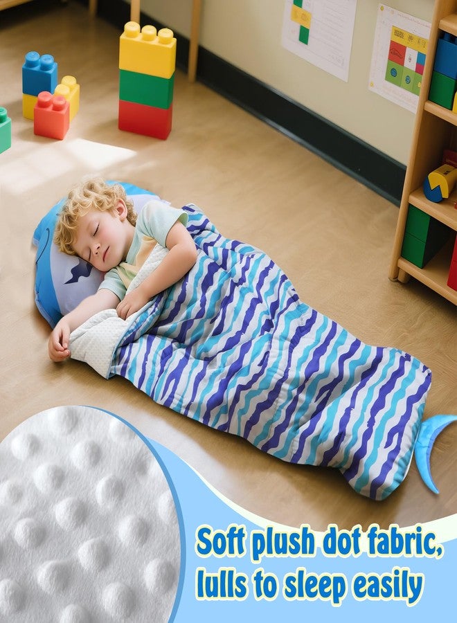 Biubee Thick Shark Toddler Nap Mat with Pillow for Boys - Lightweight & Portable Toddler Sleeping Bag for Kids Aged 1~5 Daycare Preschool Travel - Image 4