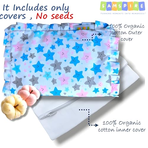 SAMSPIRE 100% Organic Cotton Mustard Seed Rai Pillow Cover, (Only Pillow Cover, NO Mustard Seeds) for Newborn Baby of 0 to 1 Years, for Baby Girl and boy (Star Mustard Cover) - Image 2