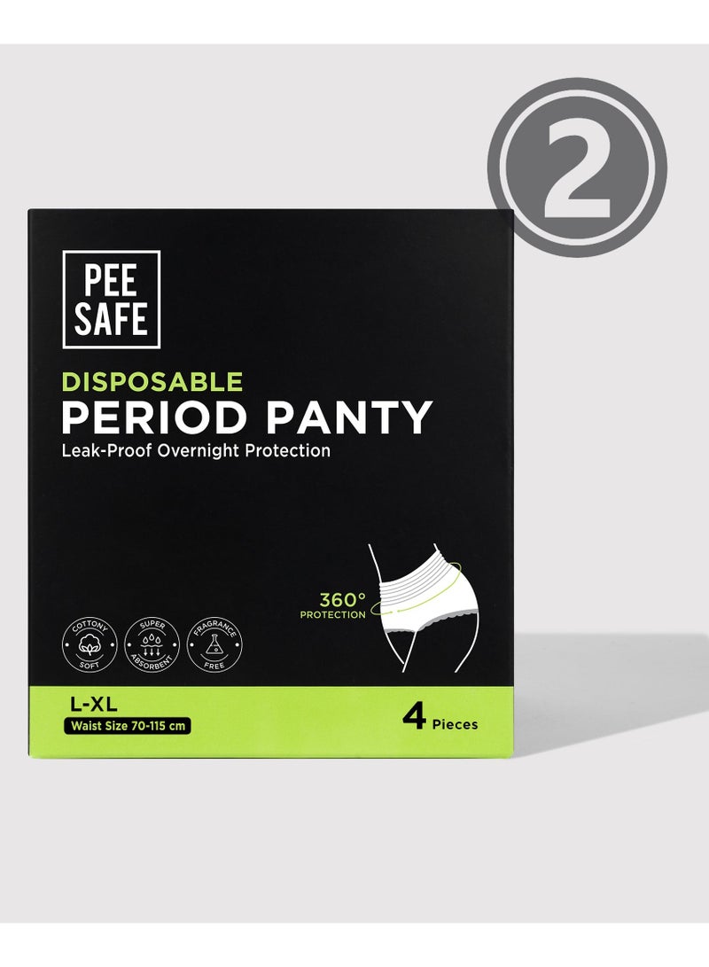 PEE SAFE PeeSafe Disposable Period Panties, 4 Panties, L - XL size (Pack of 2) - Image 1