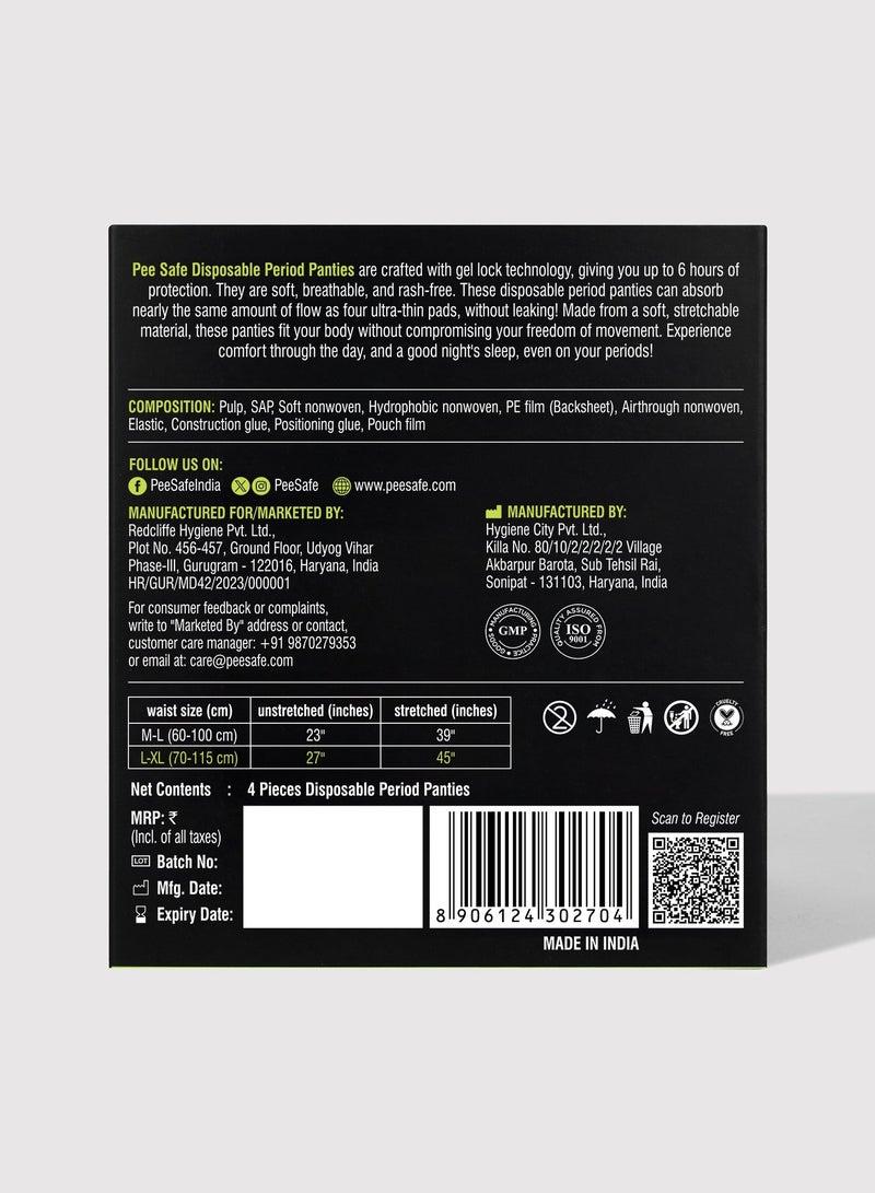 PEE SAFE PeeSafe Disposable Period Panties, 4 Panties, L - XL size (Pack of 2) - Image 3