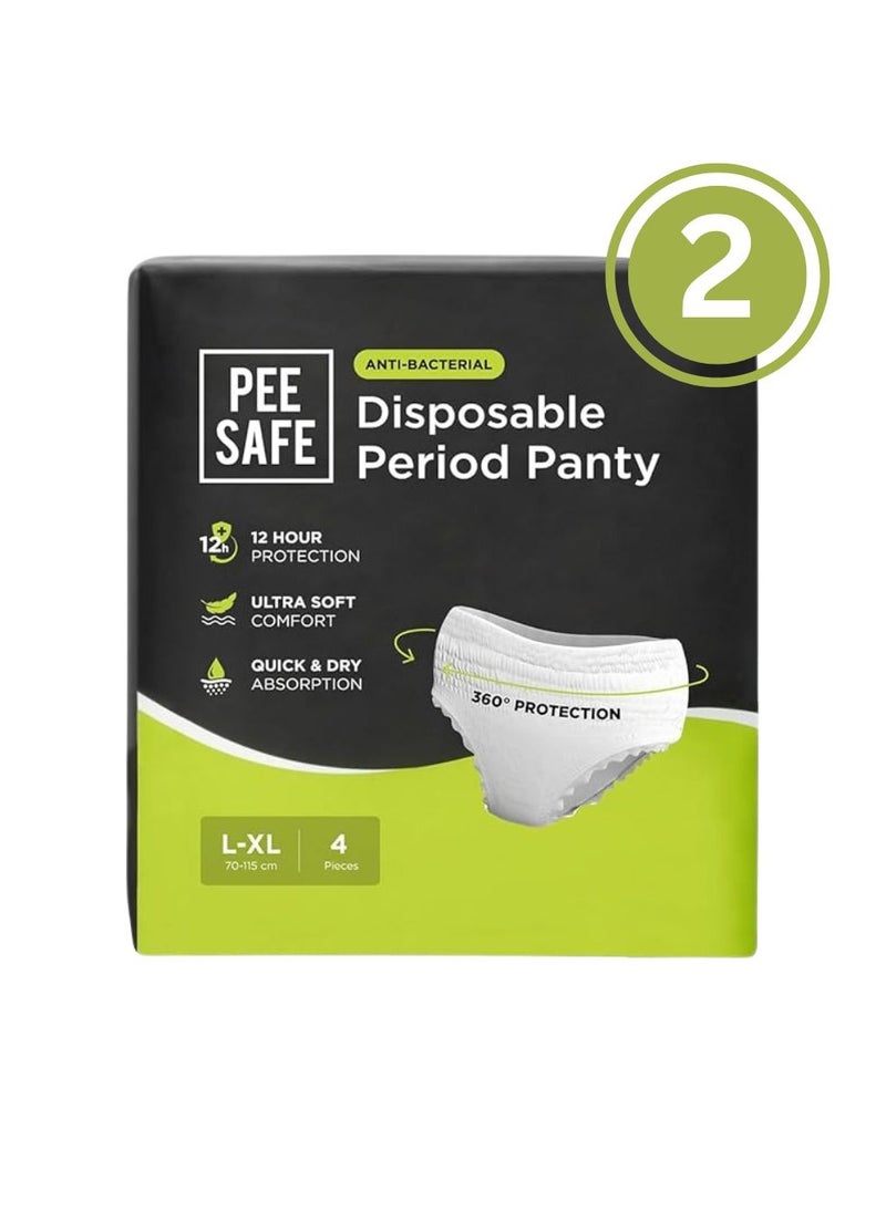 PEE SAFE PeeSafe Disposable Period Panties, 4 Panties, L - XL size (Pack of 2)  - Image 1
