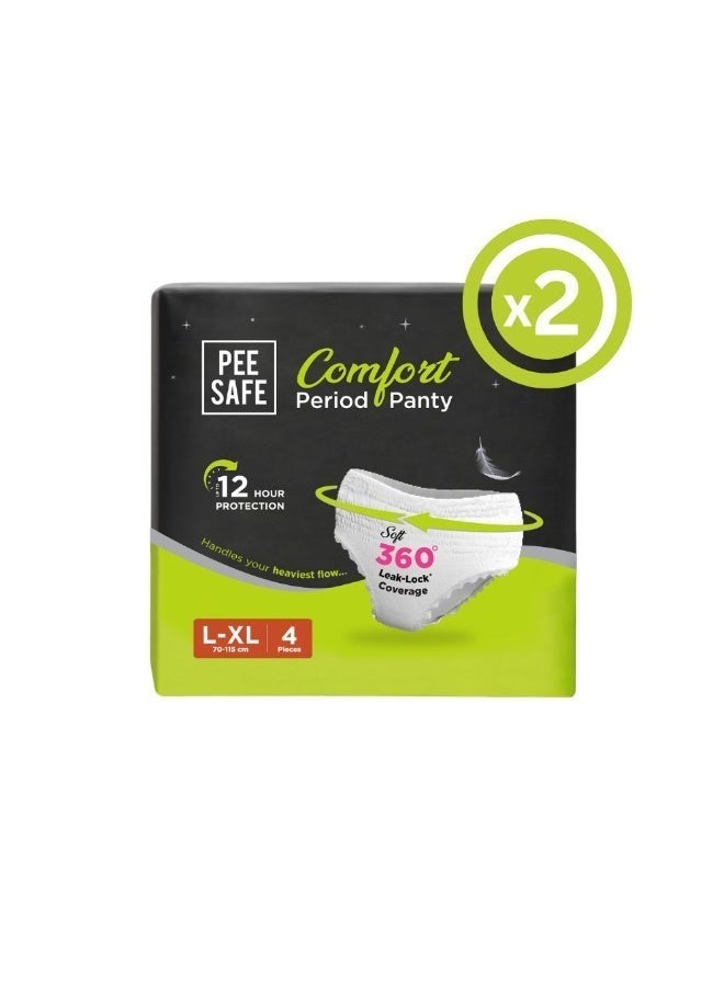 PEE SAFE PeeSafe Disposable Period Panties, 4 Panties, L - XL size (Pack of 2) - Image 1