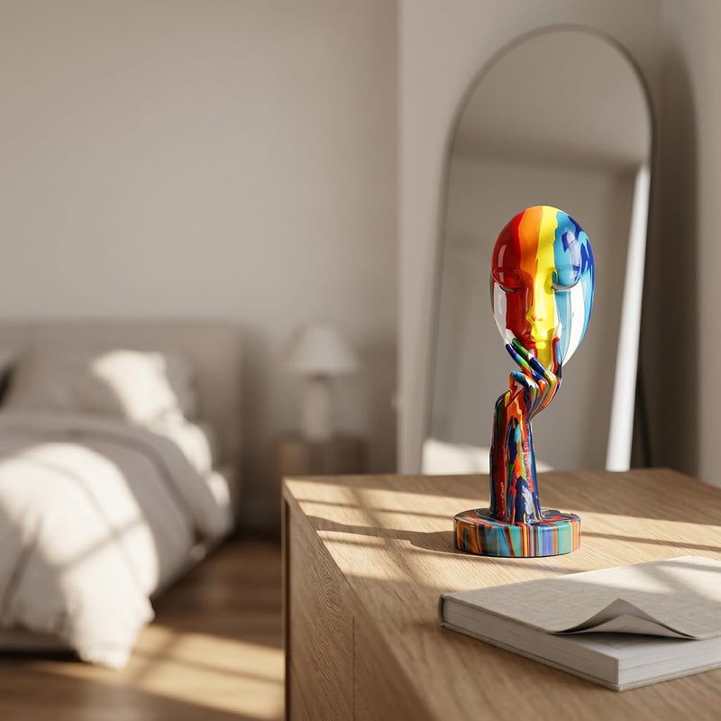 suruim Luxury Colorful Feminine Decor Modern Sculptures Thinker Statue Abstract Art Home Decor Decorative Living Room Contemporary Center Table Shelf Decor (Small 11.8x4.3x4.3in) - Image 5