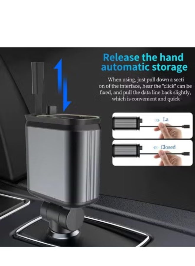 JAJEEK 4-in-1 Retractable Car Charger with Starry Sky Projector & LED Light – Fast USB Car Phone Charger with Retractable Cables, Multi-Device Charging Adapter, Compact & Durable Car Accessory - Image 3