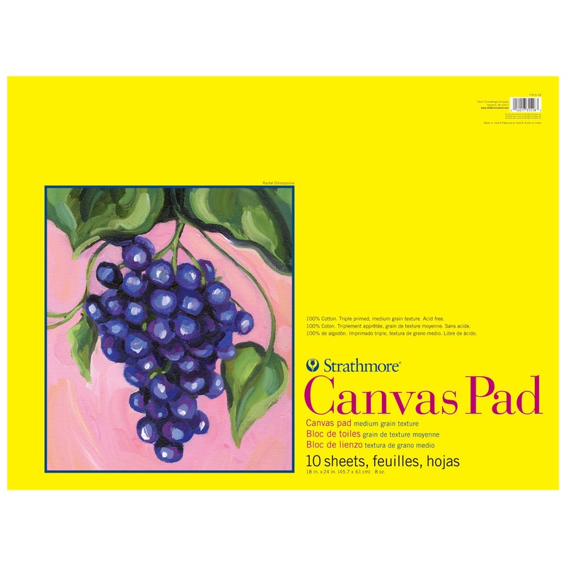 Strathmore 300 Series, Canvas Pad, 18x24 inch, 10 Sheets â€“ Triple Primed, 100% Cotton Canvas, Plein Air Artists, Acrylic Paint and Oil Paint - Image 1