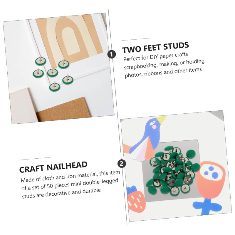 مسامير زينة برأسين من Green DIY ذات برشام للصناديق والحرف اليدوية، 50 قطعة بدون بهتان - Image 4