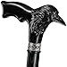 Asterom Handmade Wooden Carved Walking Cane for Men and Women Raven Stylish Walking Stick Gothic Crow Cane Black - Image 1