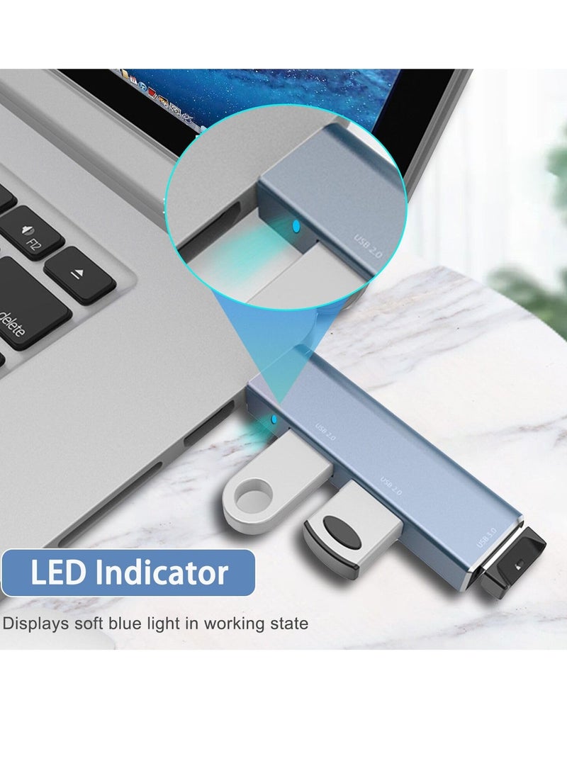 USB 3.0 Hub, 3 Ports Multiport Adapter, USB Expander, USB 3.0 Splitter Aluminum Multiple USB Extension Dock Compatible, or Laptop, Xbox, Flash Drive, HDD, Console, Printer, Camera, Keyborad, Mouse - Image 2