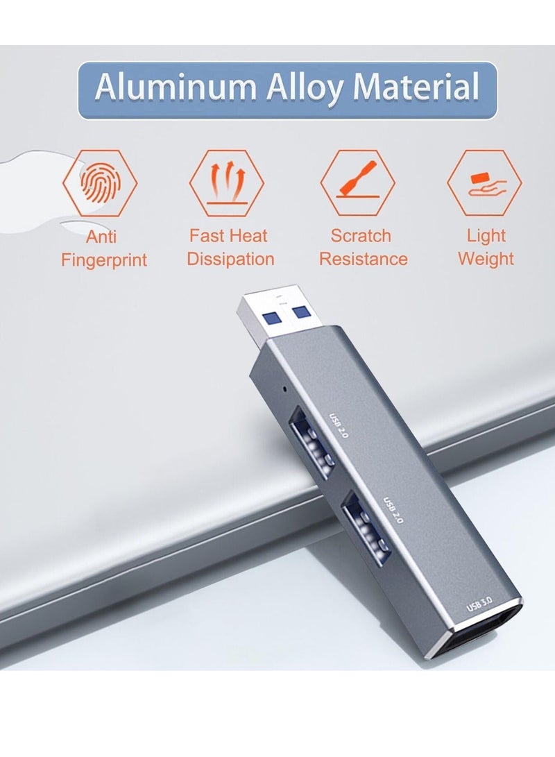 USB 3.0 Hub, 3 Ports Multiport Adapter, USB Expander, USB 3.0 Splitter Aluminum Multiple USB Extension Dock Compatible, or Laptop, Xbox, Flash Drive, HDD, Console, Printer, Camera, Keyborad, Mouse - Image 3