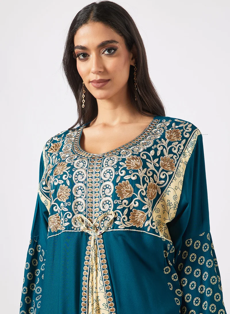 HANA & SARA Embroidered Jalabiya Dress With Sheila