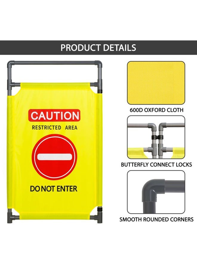ACTREY 3 Panels Safety Barricade Heavy Duty PVC Frame 5.8FT Foldable Security Sign Barrier Gate High Visibility Caution Symbol Crowd Control Restricted Area Pedestrian Barricade DO NOT Enter(Yellow) - Image 3