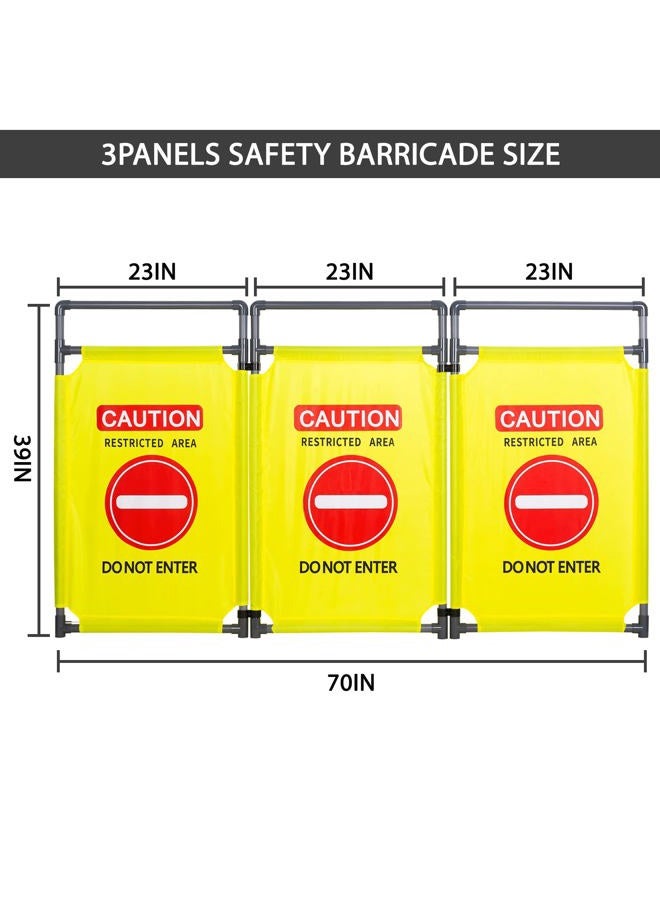 ACTREY 3 Panels Safety Barricade Heavy Duty PVC Frame 5.8FT Foldable Security Sign Barrier Gate High Visibility Caution Symbol Crowd Control Restricted Area Pedestrian Barricade DO NOT Enter(Yellow) - Image 2