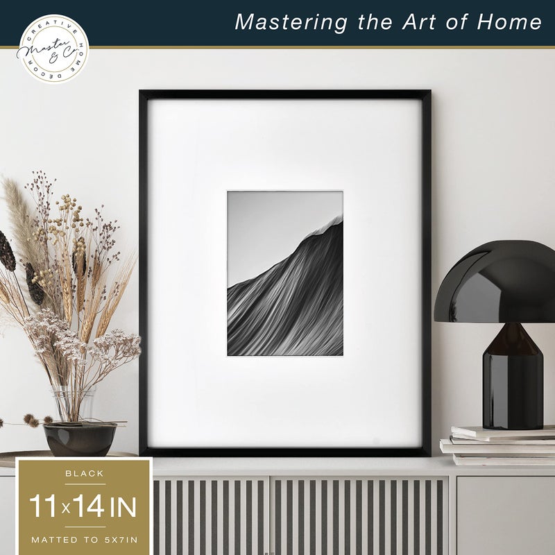 MCS Master & Co. Foundry Metal 11x14 Matted Picture Frame with 5x7 Photo Display, Black Vertical & Horizontal Wall Hanging Frame for Photos & Artwork (1-Pack) - Image 2