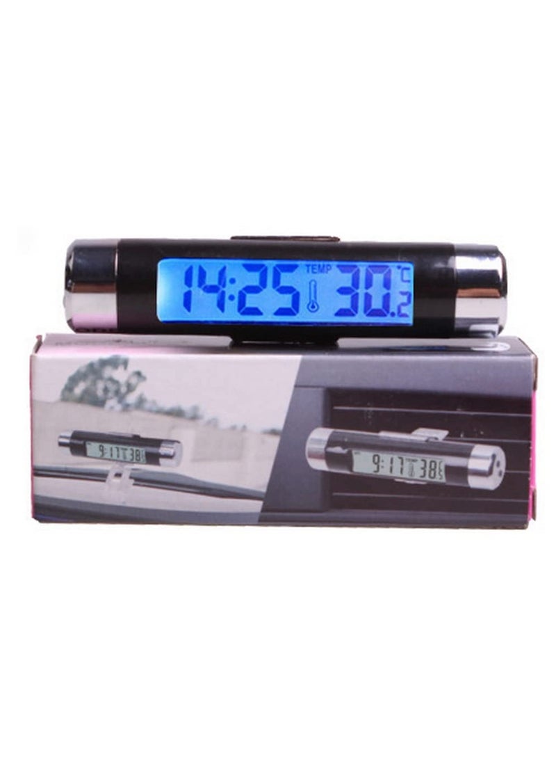 Generic 2 in 1 Car Clock and Temperature with Backlight LCD Digital Display  Mini Vehicle Electronic Thermometer Multi Functional Auto Accessories for Air Vent Outlet  - Image 3