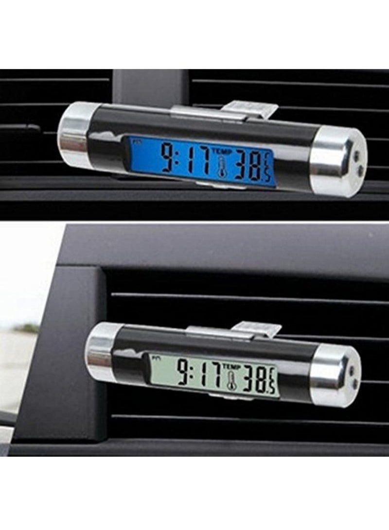 Generic 2 in 1 Car Clock and Temperature with Backlight LCD Digital Display  Mini Vehicle Electronic Thermometer Multi Functional Auto Accessories for Air Vent Outlet  - Image 4