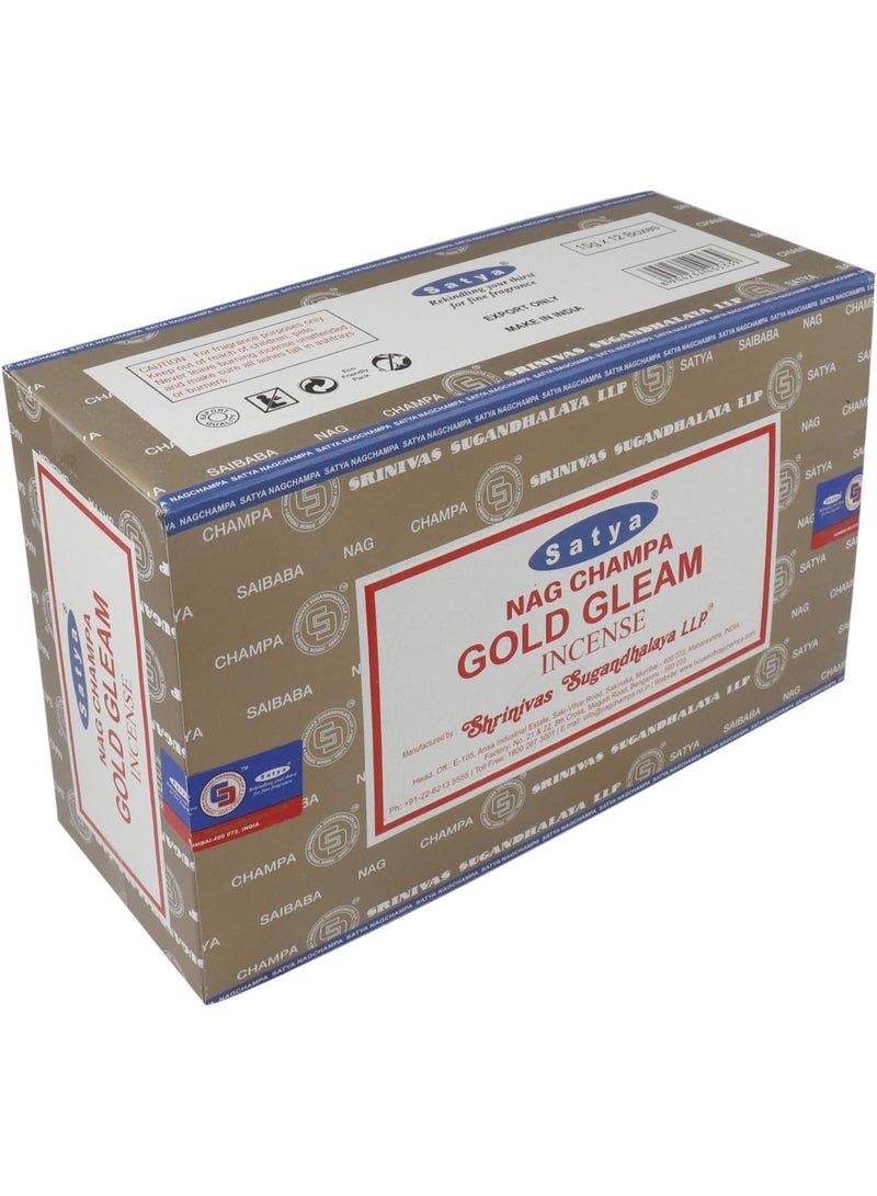 Satya Nag Champa Gold Gleam Incense Sticks Agarbatti One Pack – Premium Aromatic Incense for Meditation, Yoga, Prayer, Relaxation & Home Fragrance – Long Lasting Natural Aroma - Image 2
