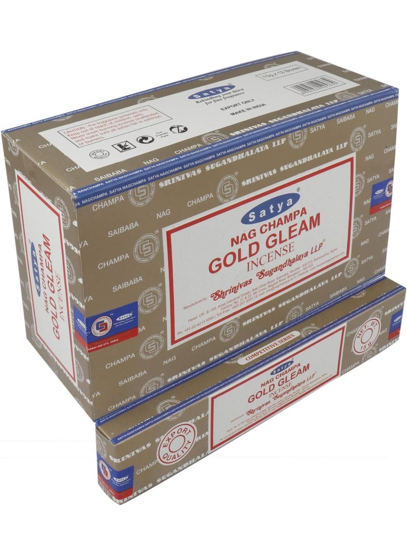 Satya Nag Champa Gold Gleam Incense Sticks Agarbatti One Pack – Premium Aromatic Incense for Meditation, Yoga, Prayer, Relaxation & Home Fragrance – Long Lasting Natural Aroma - Image 1