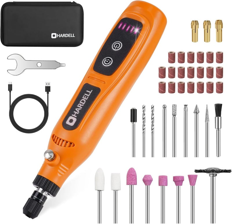 HARDELL Mini Cordless Rotary Tool, 5-Speed Type-C Charging Rotary Tool Kit with 43 Accessories, 3.7V Multi-purpose Power Tool for Woodworking, DIY Crafts, Art Creating - Image 1