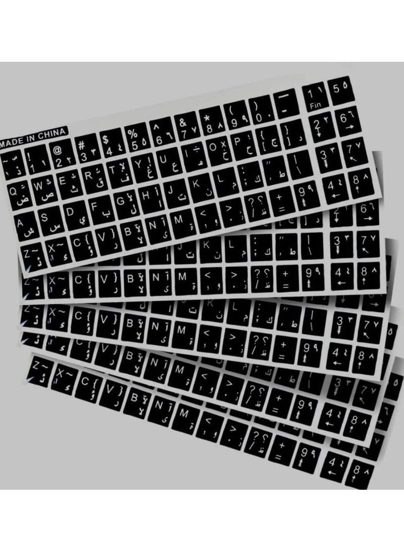 ملصقات لوحة مفاتيح عربي انجليزي ، 5 قطع