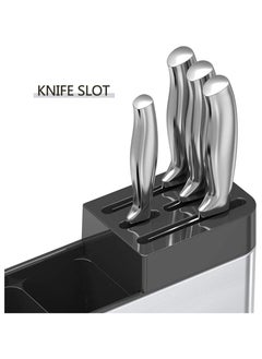 QSHOP Kitchen Utensil Holder, Stainless Steel Kitchen Utensil Holder, Detachable Knife Holder, Large Kitchen Tool Organizer, Multifunctional Kitchen Utensil Organizer, Space Saving  - Image 3