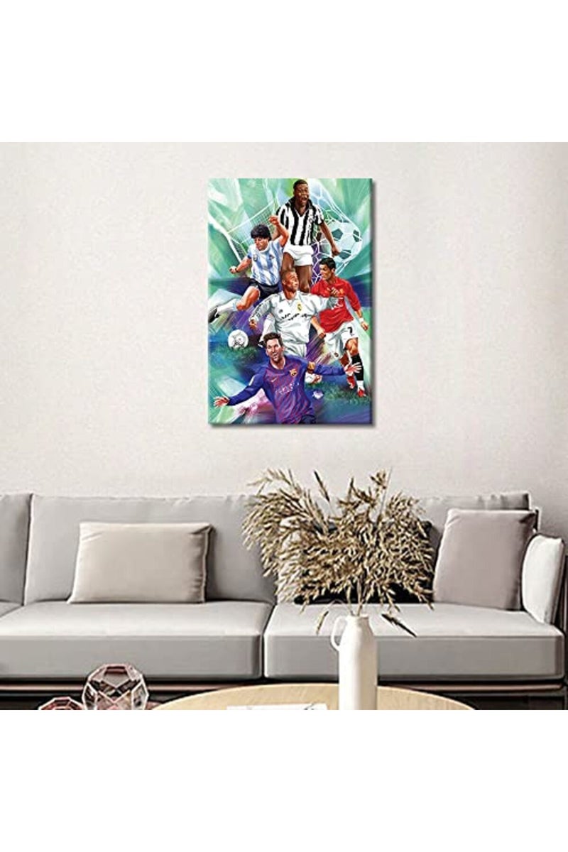 TISHIRON King of the Ball Pictures Canvas Wall Art Football Star Painting Inspirational Poster Large Gallery Wrapped Prints Decor for Living Room Office Bedroom Framed Ready to Hang - 36''Wx24''H - Image 4