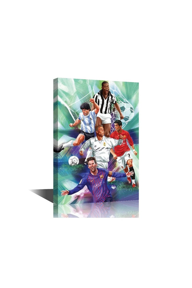 TISHIRON King of the Ball Pictures Canvas Wall Art Football Star Painting Inspirational Poster Large Gallery Wrapped Prints Decor for Living Room Office Bedroom Framed Ready to Hang - 36''Wx24''H - Image 1