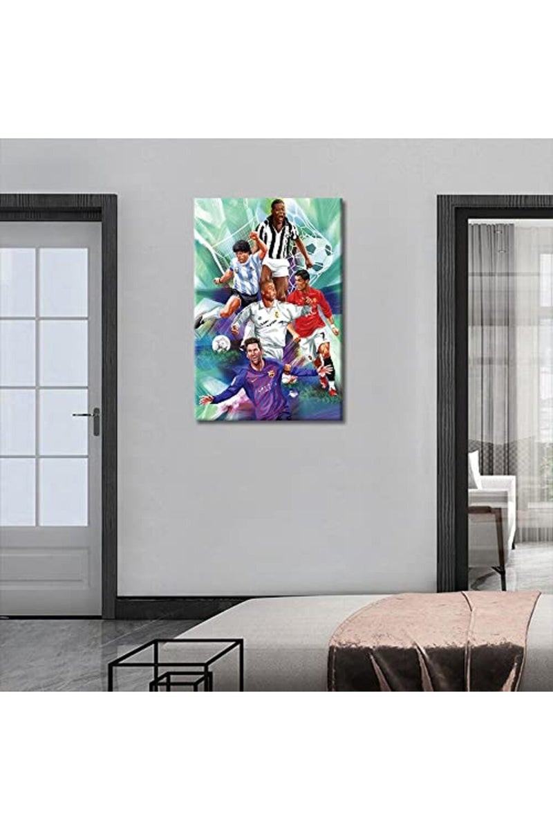 TISHIRON King of the Ball Pictures Canvas Wall Art Football Star Painting Inspirational Poster Large Gallery Wrapped Prints Decor for Living Room Office Bedroom Framed Ready to Hang - 36''Wx24''H - Image 5