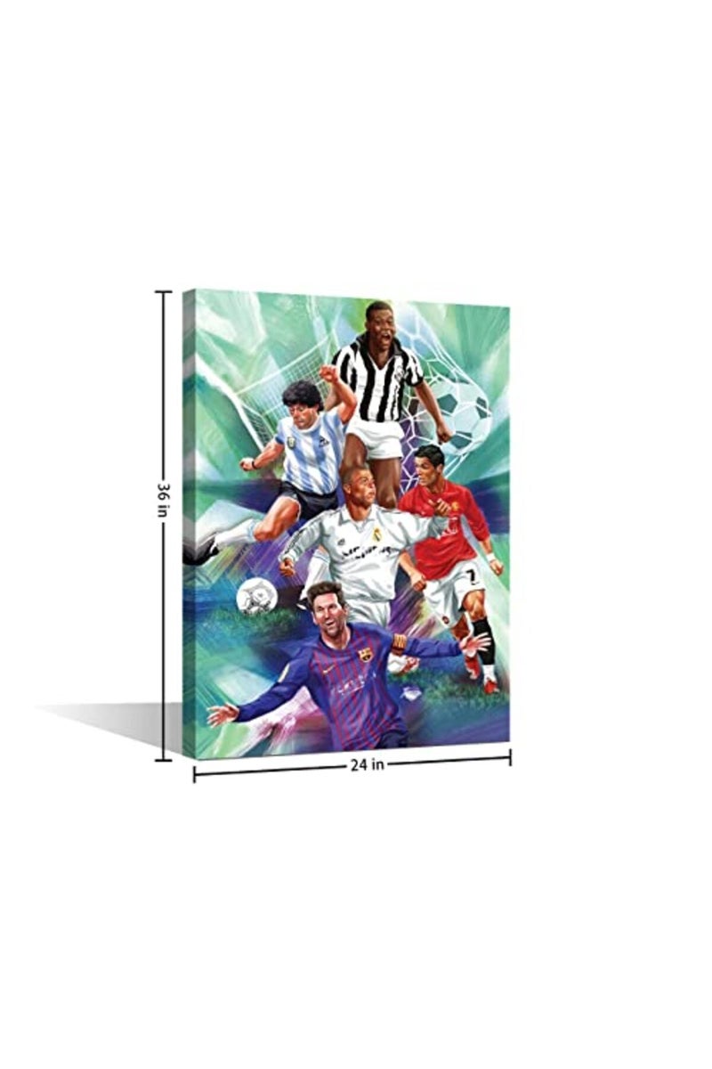TISHIRON King of the Ball Pictures Canvas Wall Art Football Star Painting Inspirational Poster Large Gallery Wrapped Prints Decor for Living Room Office Bedroom Framed Ready to Hang - 36''Wx24''H - Image 3