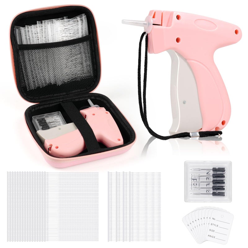 BEVTEE Price Tagging Guns for Clothes (Not Stitch Gun), Retail Price Tag Attacher Guns for Clothing, Includes 5 Needles, 1120 Barbs Fasteners-0.98'' and 1.96'', 50Pcs Price Tags, 1 Hard EVA Bag(Pink) - Image 1