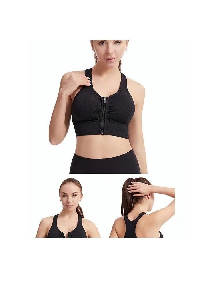 Women's Sports Bra, Soild Color Yoga Bra With Front Zipper, Adjustable Sports Vest, Back Cutout No Steel Ring Bras, Yoga Sports Fitness Lingerie For Women, Ladies Comfy Breathable Bras, Shock-Proof Push-Up Underwear - Image 3