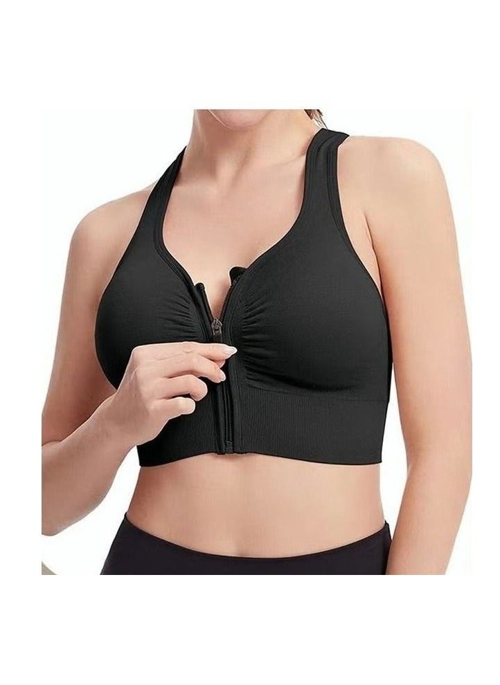 Women's Sports Bra, Soild Color Yoga Bra With Front Zipper, Adjustable Sports Vest, Back Cutout No Steel Ring Bras, Yoga Sports Fitness Lingerie For Women, Ladies Comfy Breathable Bras, Shock-Proof Push-Up Underwear - Image 4