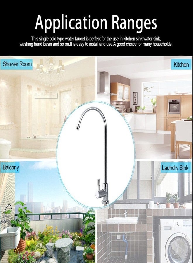 زيروديس صنبور صنبور، صنبور حوض مطبخ من الفولاذ المقاوم للصدأ مقاس 1/4 بوصة، صنبور كروم، فلتر مياه شرب بتقنية التناضح العكسي RO، مقبض واحد، صنبور بديل حديث - Image 3