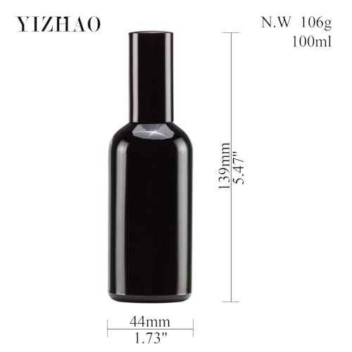 YIZHAO Black Glass Spray Bottles 4oz, with Small Fine Mist Spray, Metal Cap, Refillable for Essential Oil,Travel,Cleaning,Perfume,Aromatherapy,Makeup – 9 Pcs - Image 2